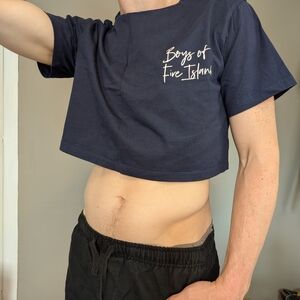 Navy Crop Top with White Text